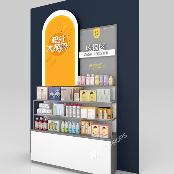 Makeup Display Shelf Integral Back Cabinet With Light-box For Cosmetic Store Interior Design And Decoration