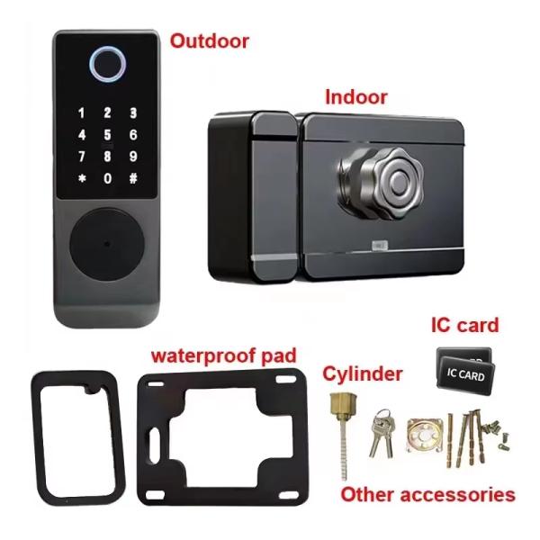 Qleung S812-4 Digital Waterproof Fingerprint Password Card TTlock App Remote Unlock Smart Home Door Lock