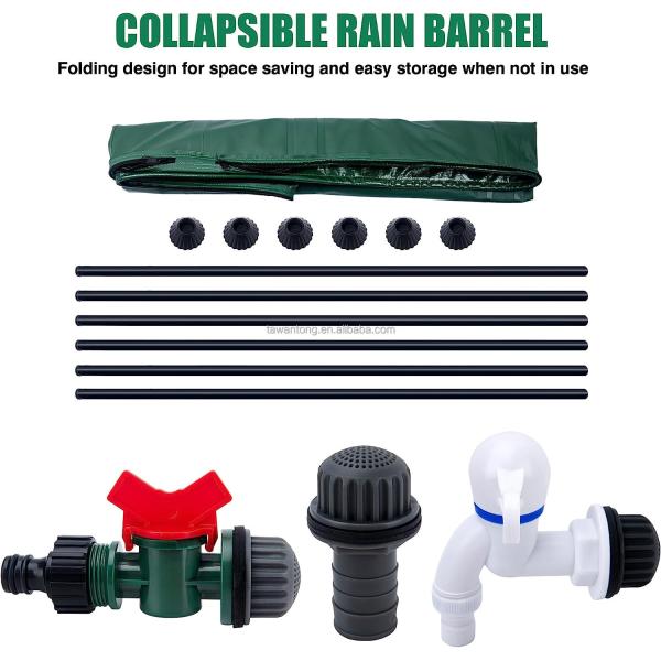 Garden Collapsible Water Tank 100 Gallon Capacity Eco-friendly and Rain Barrel Spigot