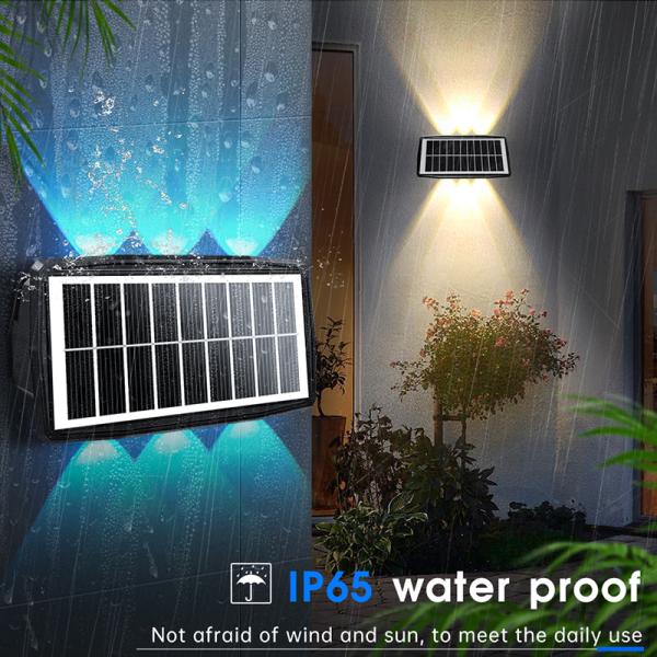 2 Mode RGB Wall Light LED Solar Powered Lights IP65 Color Changing