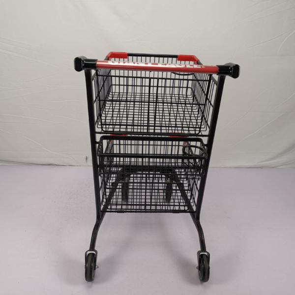 Three Basket 80L Shopping Basket Trolley Carbon Steel Q195 Metal Shopping Cart
