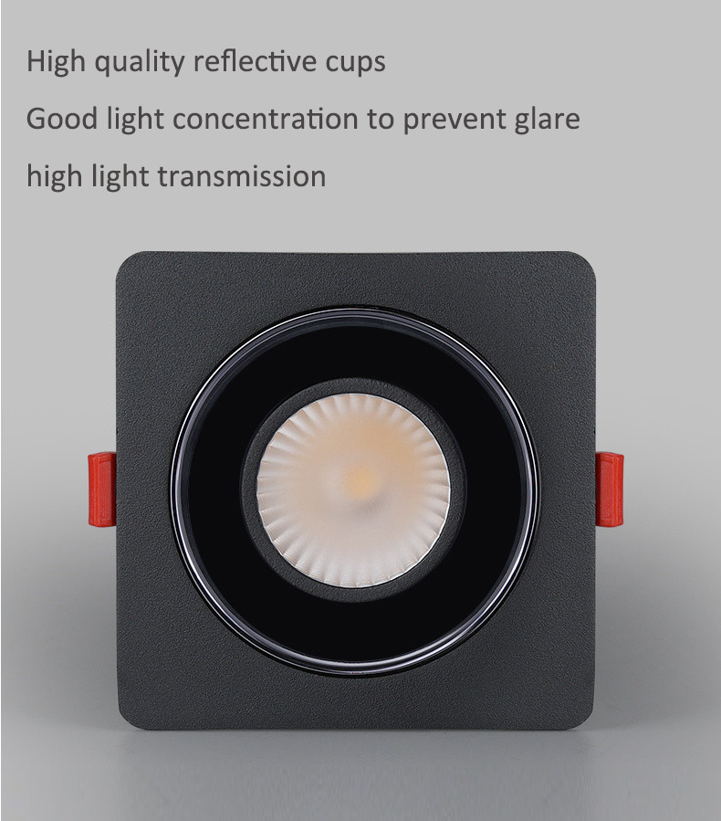 China Black Square Recessed Led Downlights 12w Multifunction With Removable Cob wholesale