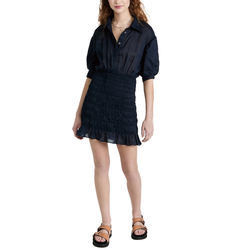 Buy cheap Ladies Casual Dress Collared Neck Elbow Length Puff Sleeve Ruffle Hem Polyester from wholesalers