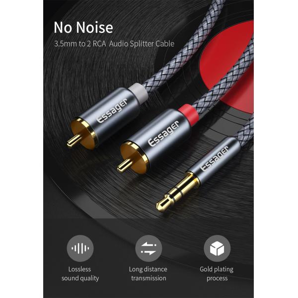 Audio Cable Adapter Aux To 3.5mm Jack RCA Cable For TV PC Amplifiers DVD Speaker