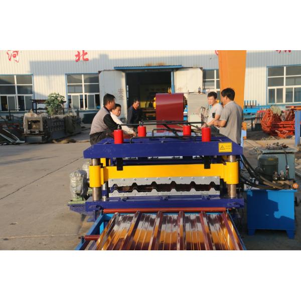Color Coated Glazed Tile Roll Forming Machine PLC Control With 0.3 - 0.8mm Thickness