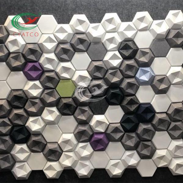 Odorless Felt Hexagon Acoustic Panels For Wall 3D Decoration