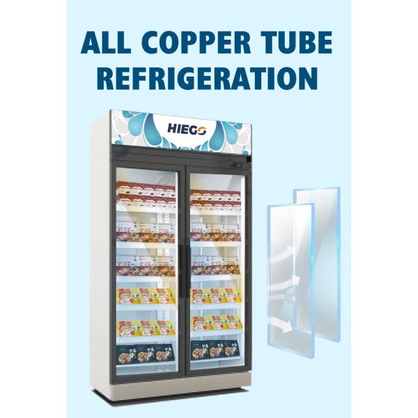 Air Cooling Double Glass Door Display Chiller 980L R290 Single Temperature