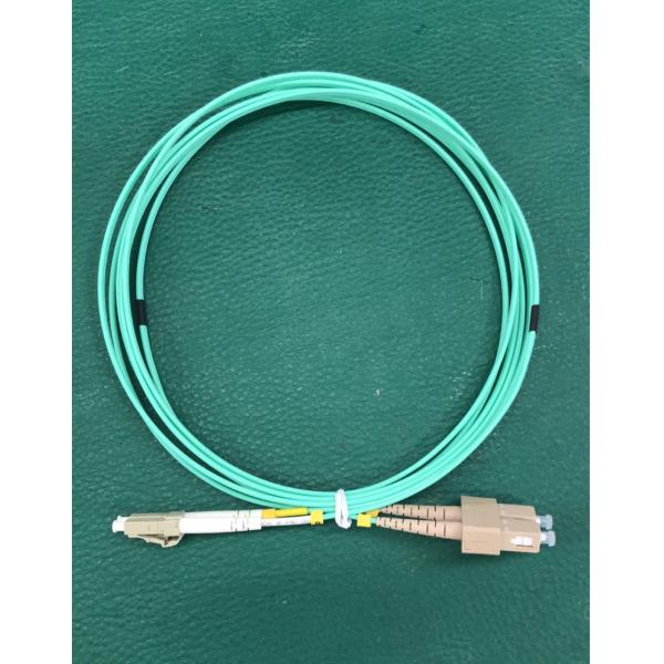 Multimode Aqua Fiber Patch Cable LC LC Duplex Patch Cord OM3-300 2.0mm Diameter