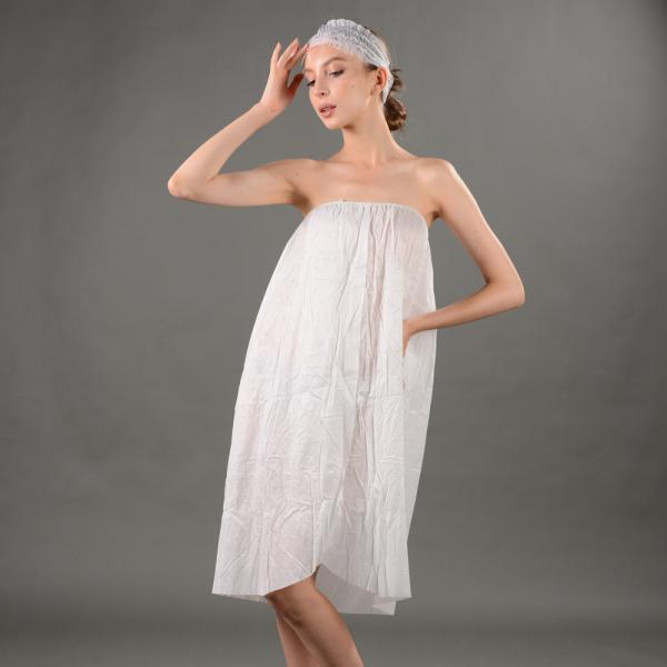 SJ Disposable Shower Dress Straight Across Bath Dress Strapless Nonwoven Soft PP Excellent for Sauna Room SPA Beauty Salon Hotel