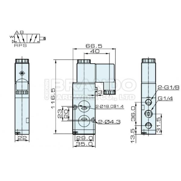 4M Series 5 Port 2 Position Solenoid Valve 3 Way 4M210-08 0.15-0.8MPa