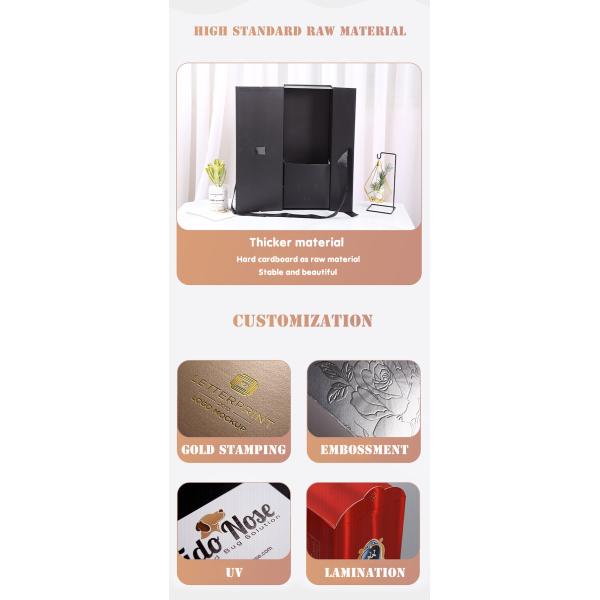 Black Square Cardboard Foldable Luxury Flower Gift Box Flower Packaging Box Paper Flower Box