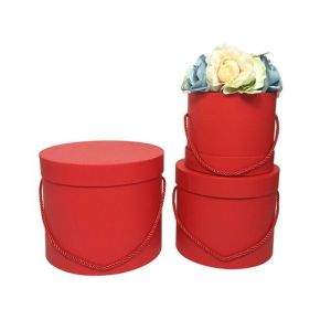 China Different Color Custom Cardboard Gift Round Cylinder Bouquet Flower Box Packaging With Handle wholesale