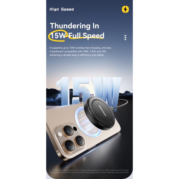 ESSAGER ES-WC18 15W Fast Wireless Charger for Best Phone Stand Charging PD Function and Fast Charging
