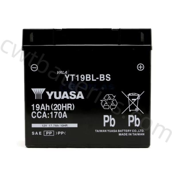Powersport Yuasa YT19BL-BS Motorcycle Gel Motorcycle Battery AGM Replacement 12V 17.7Ah