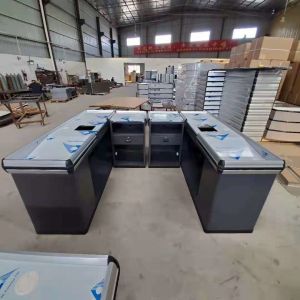 China Gondola Supermarket Checkout Counter Stainless Steel Material Powder coating Surface on sale