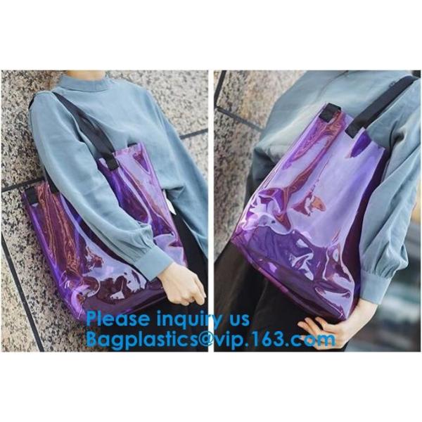 Women'S Clear Jelly Beach Bag Clear Transparent Pvc Shoulder Handbag Beach Shopping Swimming Durable Tote Bag