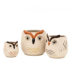China 24 Inch 6 Inch  16 Inch Ceramic Flower Pots 3D Unique Owl Lovely Flower Succulent Pots Mode wholesale