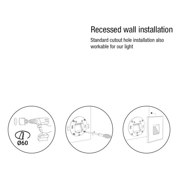 IP54 3W Concrete Recessed LED Wall Light Waterproof For Retail Shop