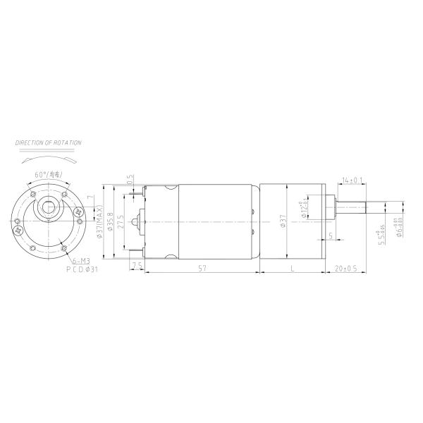 6mm Rotation Shaft Jgb37 Micro DC Gear Motor 550rpm High Torque 2nm 1.5nm
