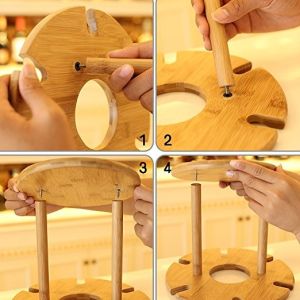 Wooden wine glass holder bamboo hanging wine glass rack