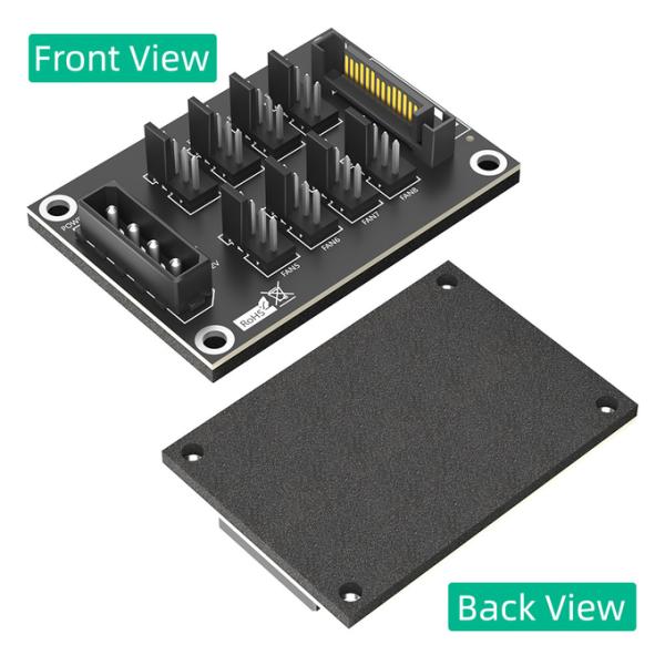 4-Pin or SATA 15-Pin to 8x 4-Pin Fan Splitter Hub for Sata 3.0 and Molex 4pin Interface
