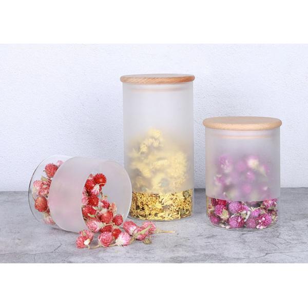 Yf0903 Frosted Glass Jar For Food / Glass Storage Jar With Bamboo Lid