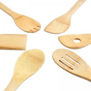 China 6 Piece Bamboo Kitchen Utensil Set Wood Spatula Spoon For Cooking on sale