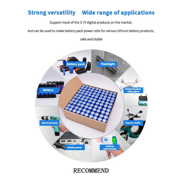 LiFePO4 Lithium Battery Custom 18650 Battery 2600mah 3000mah 3600mah 3.7V Rechargeable Lithium ion 18650 Battery Cell