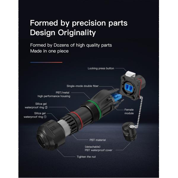 CNLINKO M24 Plastic IP68 Waterproof LC Male Female Connector Circular Fiber Optic Connector