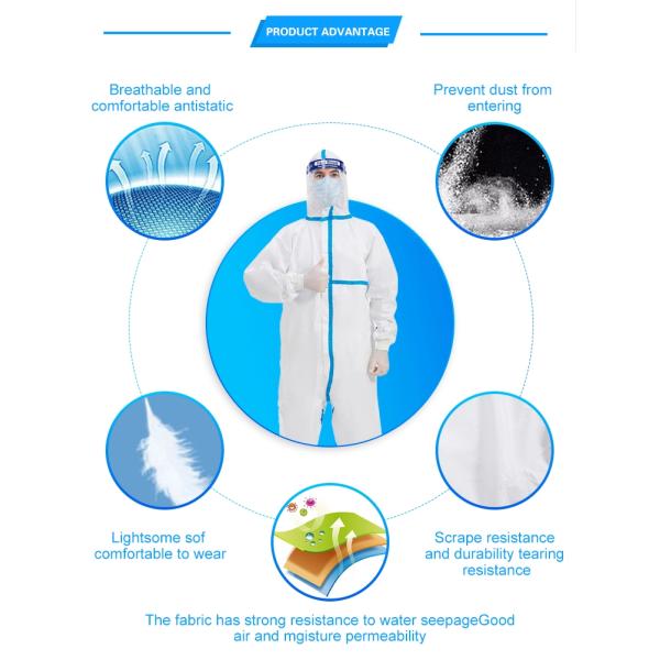 Anti Bacterial Disposable Protective Coverall With collar S-4XL