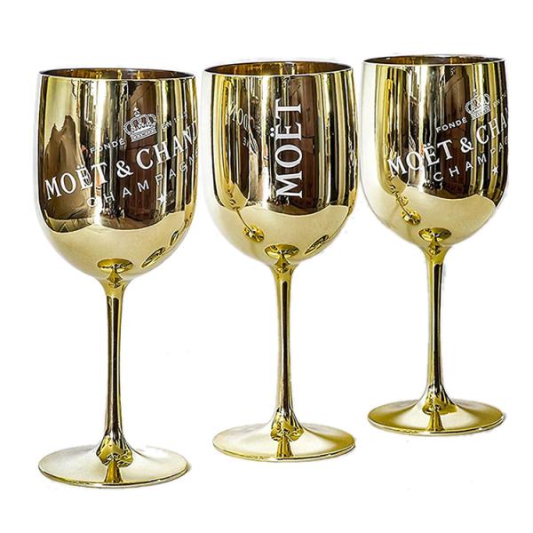 Rose Gold Moet & Chandon Champagne Glasses Flutes Plastic Ice Imperial Acrylic Wine Glass