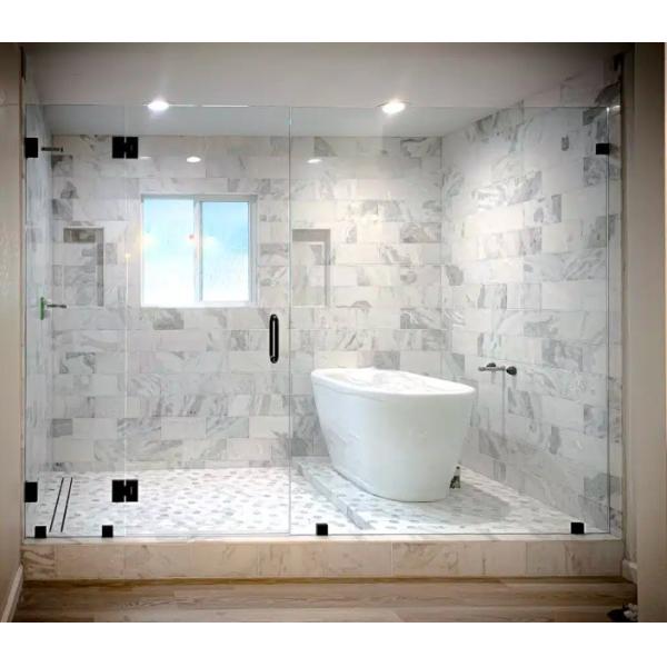 Glass Shower Door 10mm Toughened Glass Frameless Shower Enclosures With Black Hinges