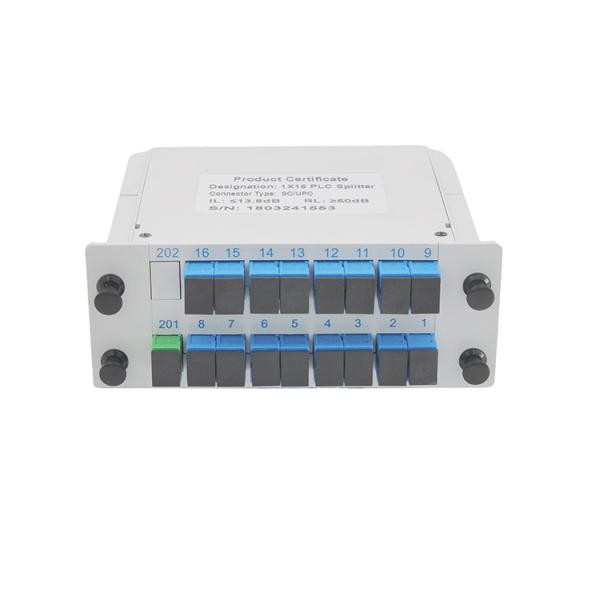 China Cassette Divisor 1x16 Fiber Optic PLC Splitter APC Low Insertion Loss wholesale