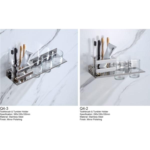 Multifunctional Wall Mounted Bathroom Shelf , Stainless Steel Toothbrush Holder OEM