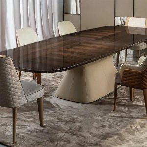Burl Leatherette Modern Dining Table Luxury Dining Room Table 200cm