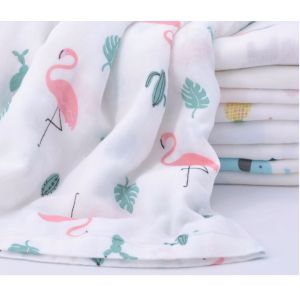 China Bird Picture Double Gauze Print Fabric Antibacterial Crinkled Gauze Fabric wholesale