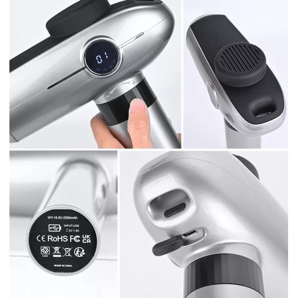 Deep Tissue Muscle Massage Gun USB Rechargeable Super Quiet Percussion Massage Gun 10 Speeds Handheld Electric Massager