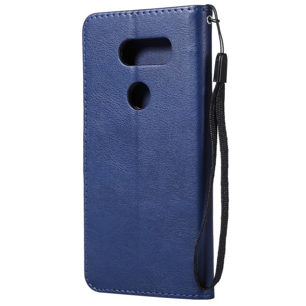 LG V30 Pure Color Leather Wallet Protective Case with Card Slots
