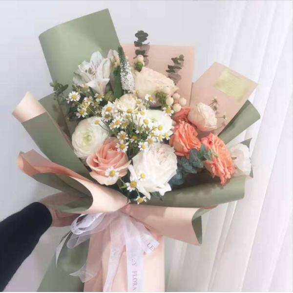 Hanfei paper two-color flower wrapping paper, solid color Ouya paper, opp bouquet material, waterproof floral art, Hansu paper packaging