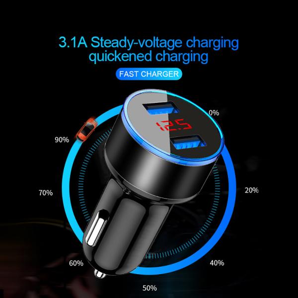 2 Port 60mm QC 3.0 3.1A 30W Dual USB Car Charger
