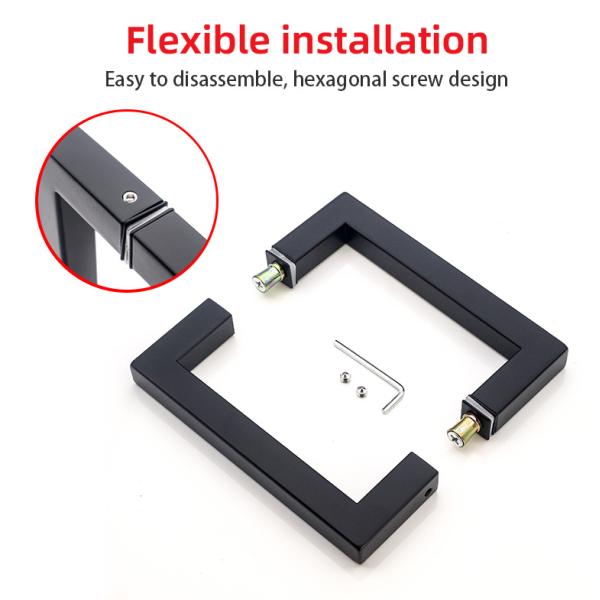 Modern 8 Inches 200mm H Shower Door Handle for Glass Door in SS304 Polish Finish