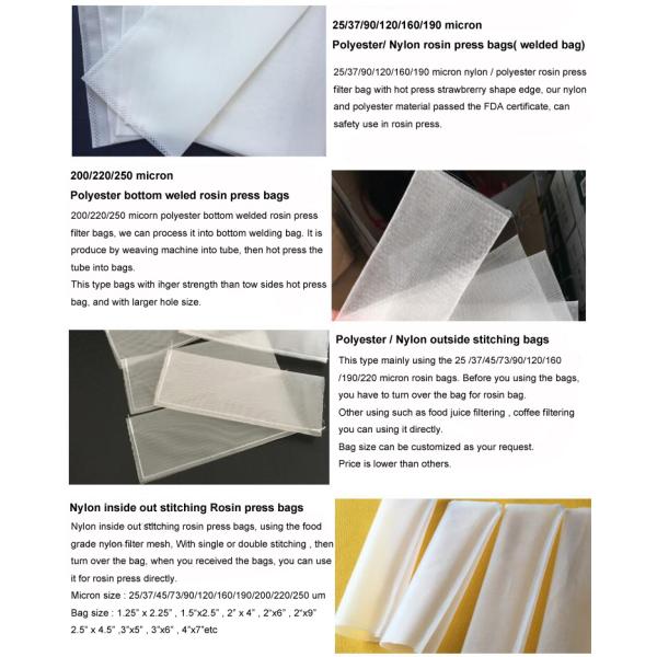 Reusable 25 Micron Nylon Monofilament Filter Bags 2×4 Inch For Rosin Press Filtration