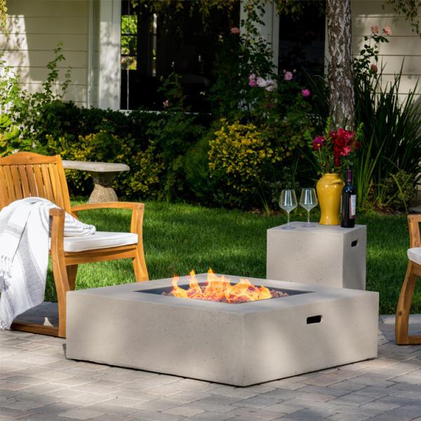 Outdoor 40'' 50000 BTU Square Metal Fire Pit Table Brazier With Tank Rack