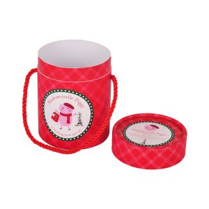 China 2mm Cardboard Cylindrical Paper Container With Stickers Handle 15x25cm wholesale