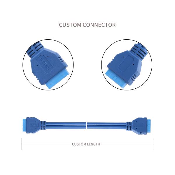UL2725 28AWG*1P 1P+2C*24AWG Cable USB 3.0 20P Connnector 45P Blue PVC