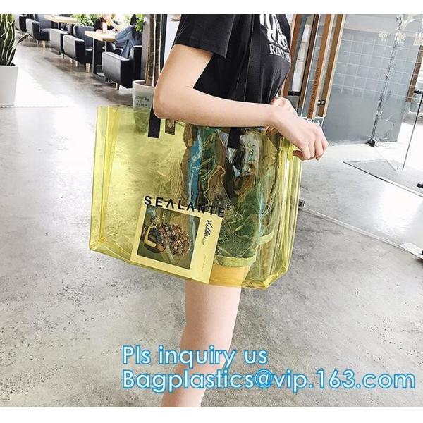 pvc transparent zipper bikini cosmetic bag, tote lady waterproof PVC swimming transparent beach bag, beach bag swimming
