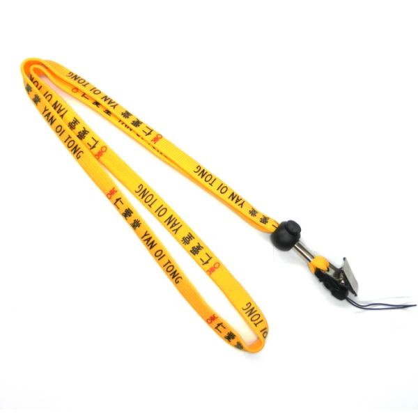 Identification Yellow Durable Tube Lanyards Personalised Neck Strap With Metal Clip