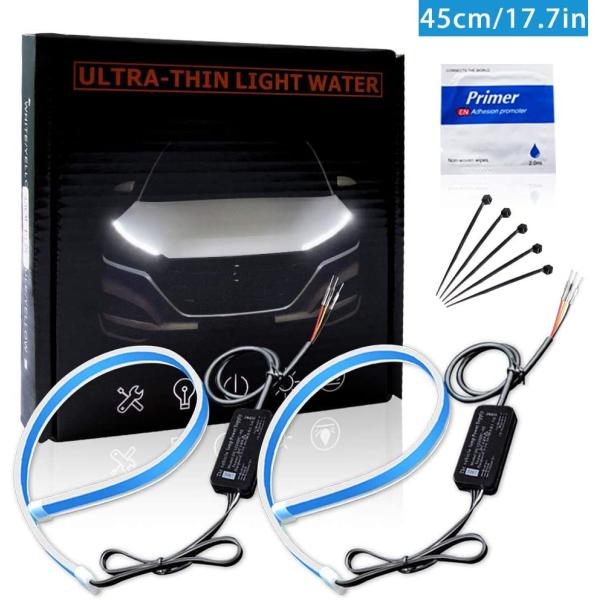 Flowing Bar Silicone Drl Daytime Running Lights 45CM 17.7" White Amber Flexible LED Tube Strip