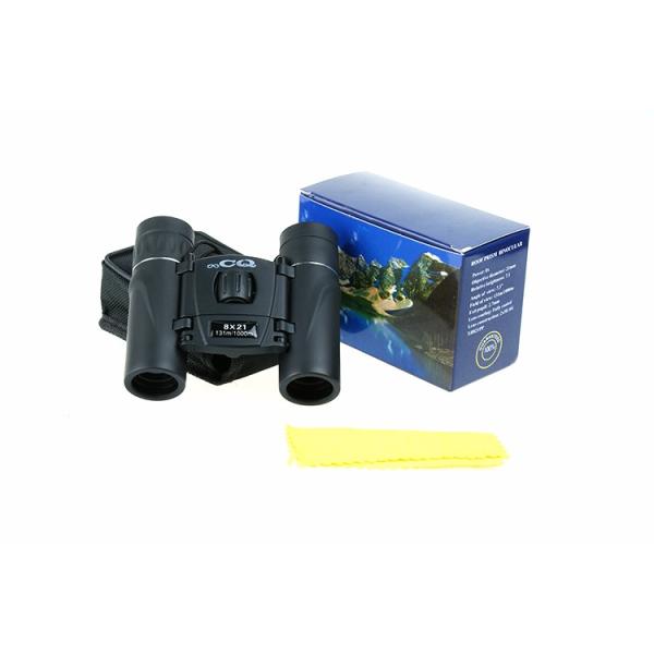 Compact Folding QC 8X21 Student Binoculars with Close Focus 6.4m and Eye Relief 10mm