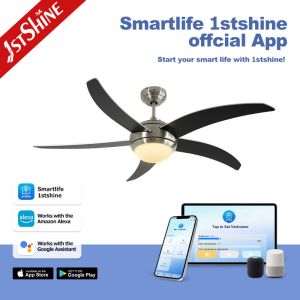 Modern Ceiling Fan Light With 5 Mdf Blades Dc Motor Quiet Energy Saving